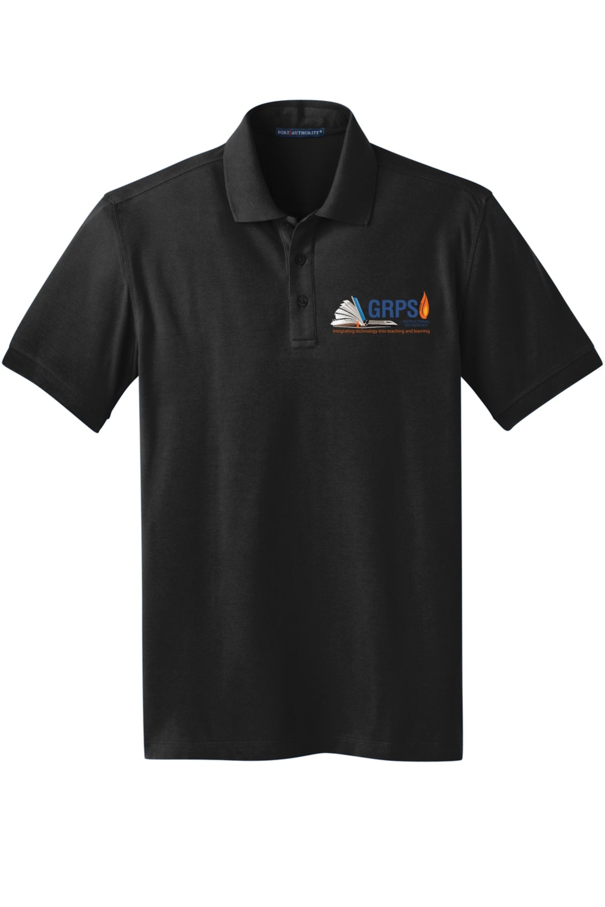 Instructional Technology MENS Stretch Pique Polo BLUE LOGO