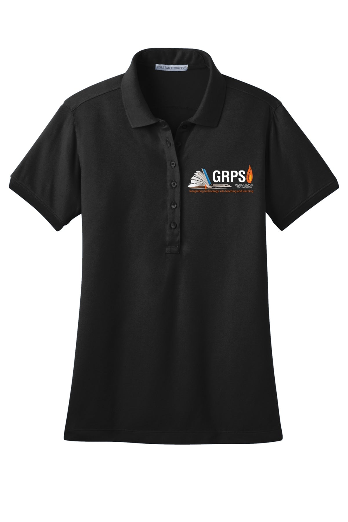 Instructional Technology Stretch Pique Polo LADIES WHITE LOGO