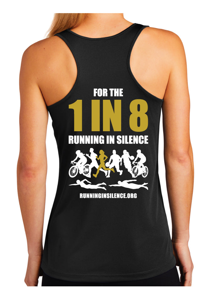 Running In Silence Ladies Racerback Tank