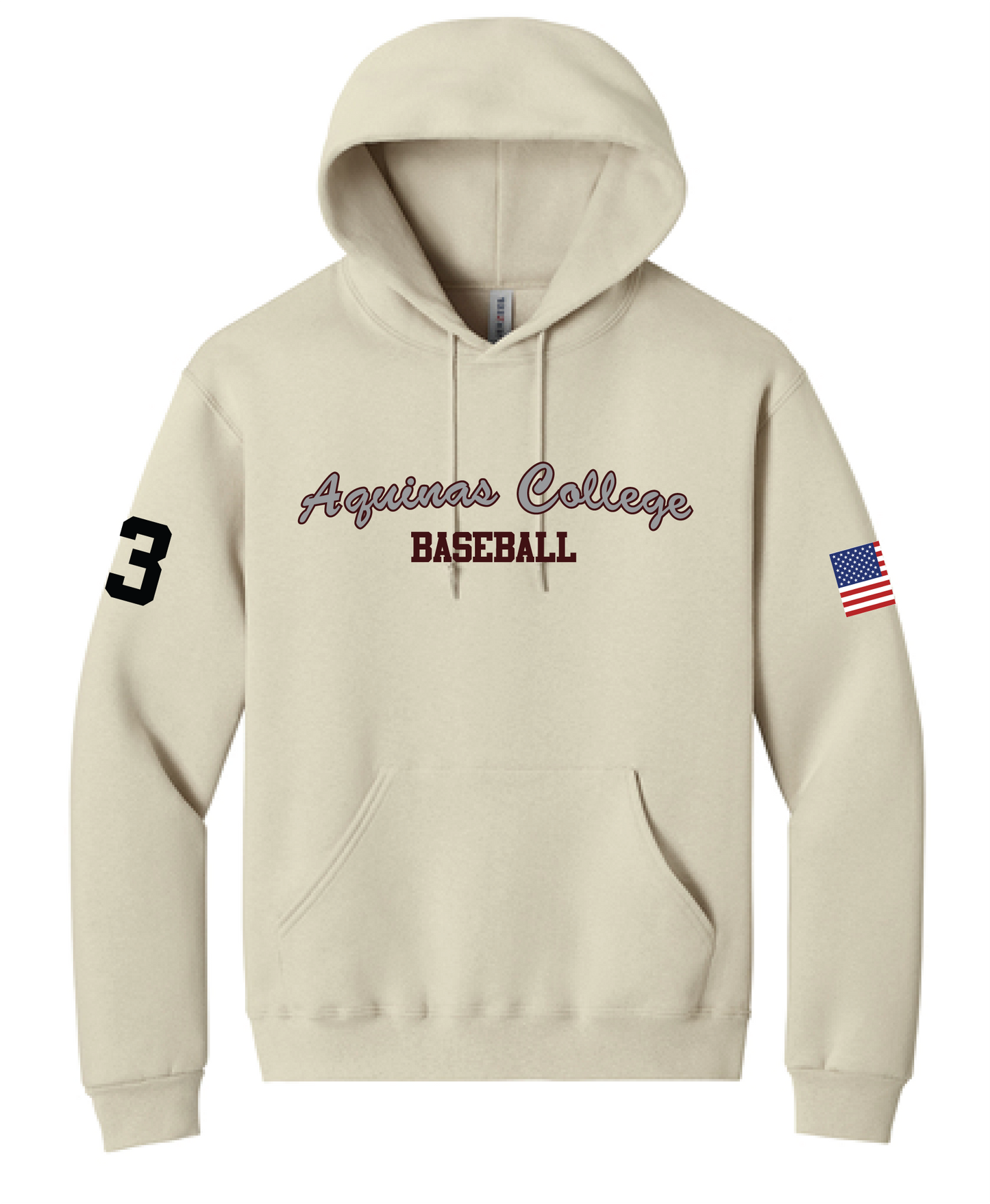 Aquinas Baseball American Hoodie Putty