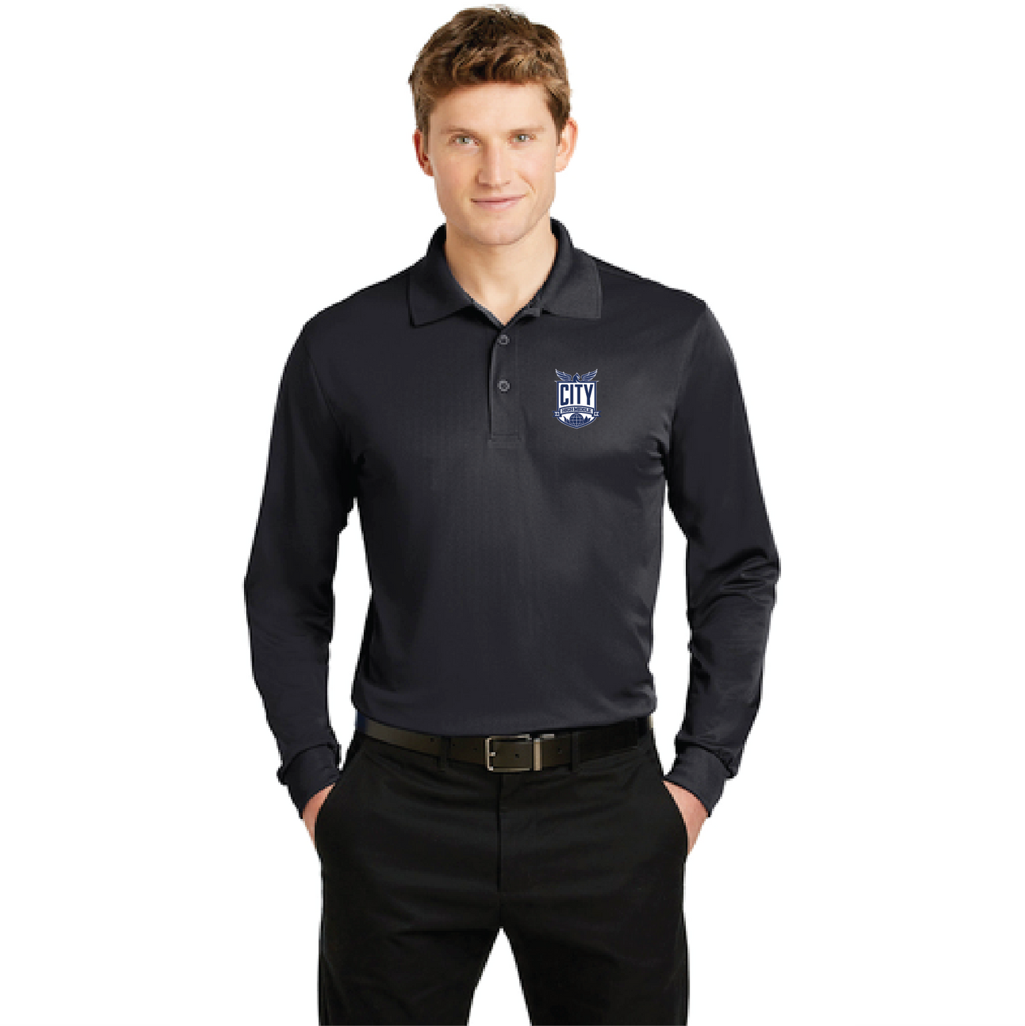 City High Long Sleeve Micropique Sport-Wick®Polo