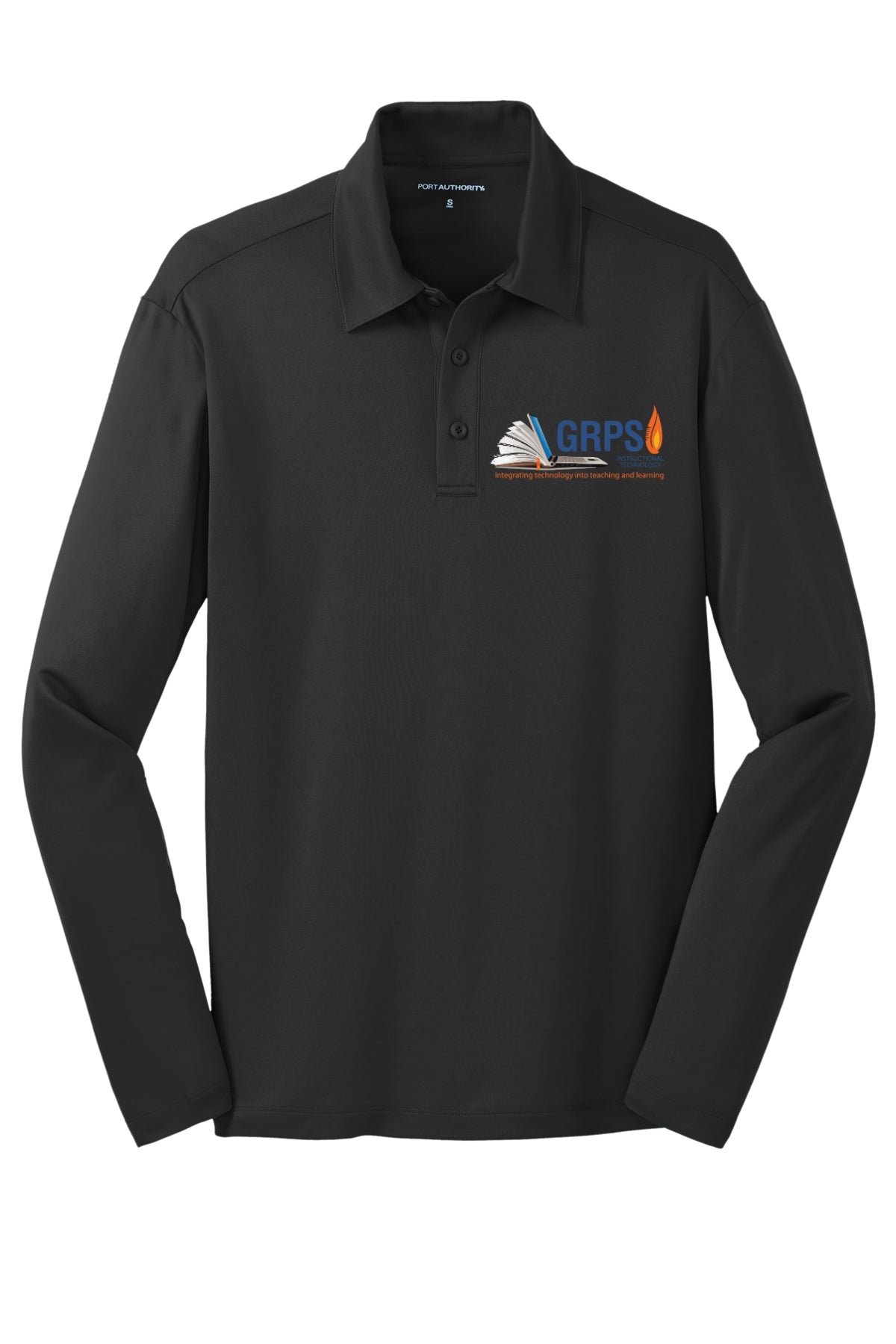 Instructional Technology Silk Touch™ Performance Long Sleeve Polo BLUE LOGO