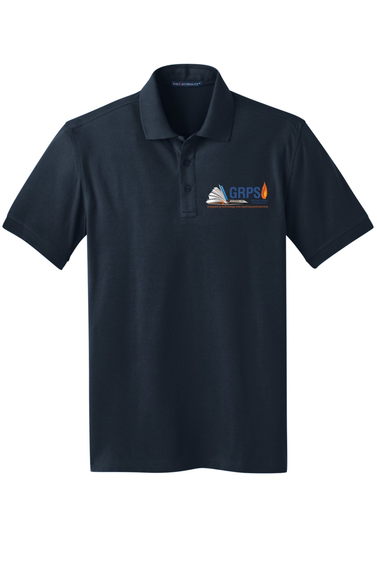 Instructional Technology MENS Stretch Pique Polo BLUE LOGO