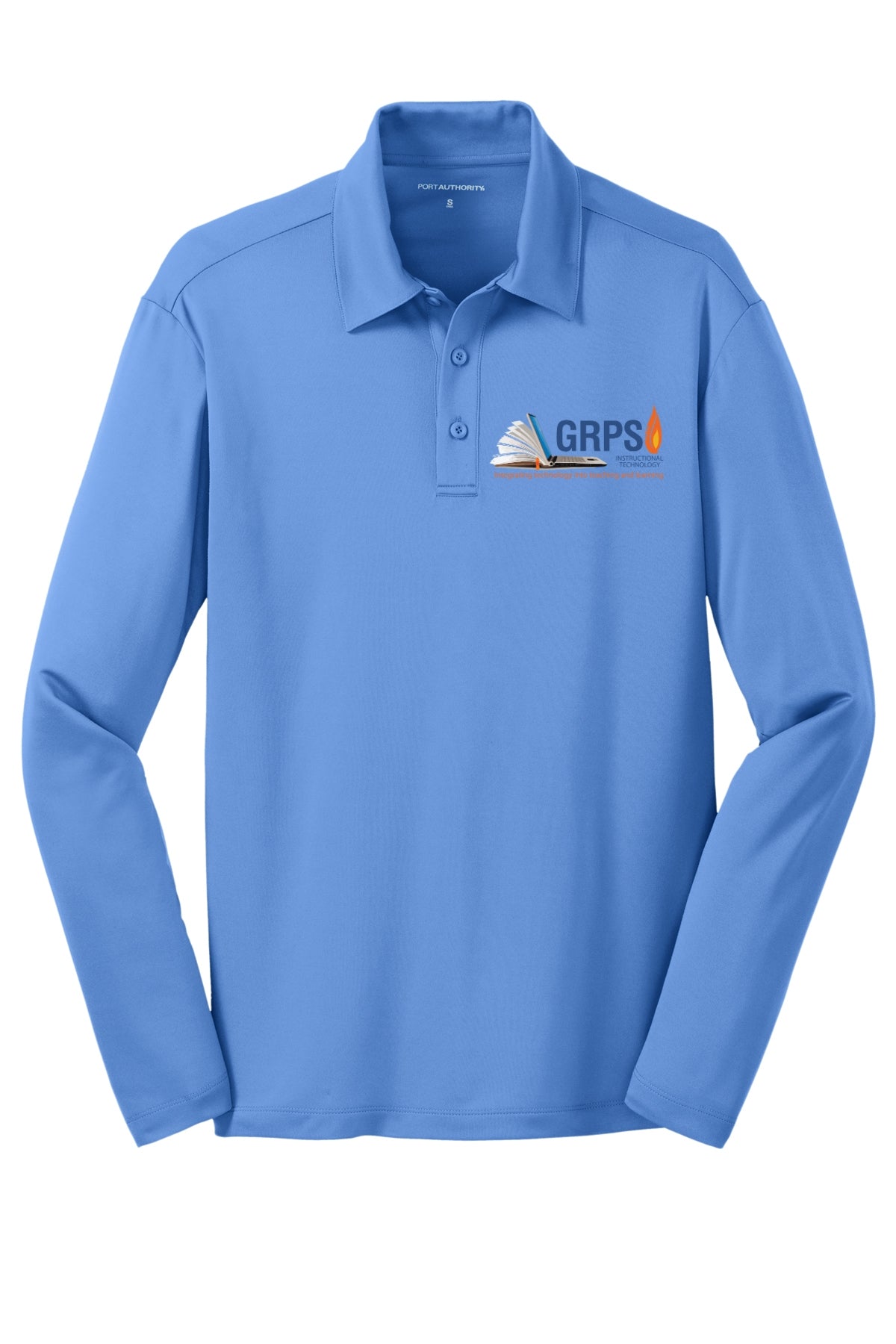 Instructional Technology Silk Touch™ Performance Long Sleeve Polo BLUE LOGO