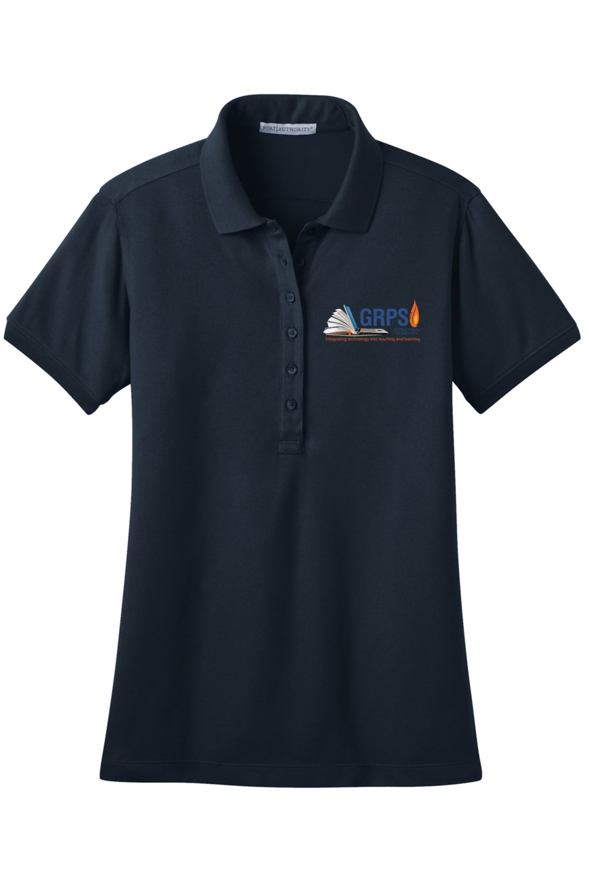 Instructional Technology LADIES Stretch Pique Polo BLUE LOGO