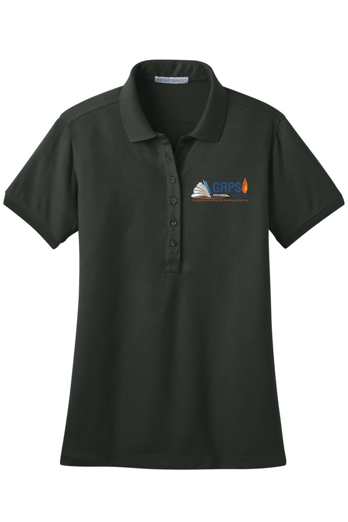 Instructional Technology LADIES Stretch Pique Polo BLUE LOGO