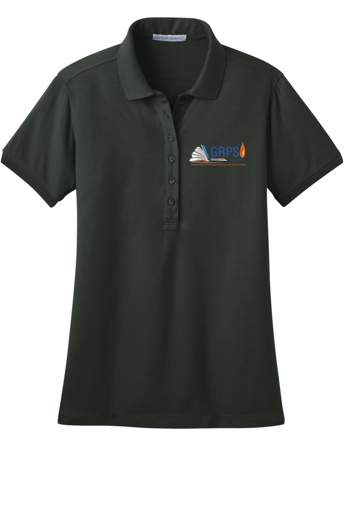 Instructional Technology LADIES Stretch Pique Polo BLUE LOGO