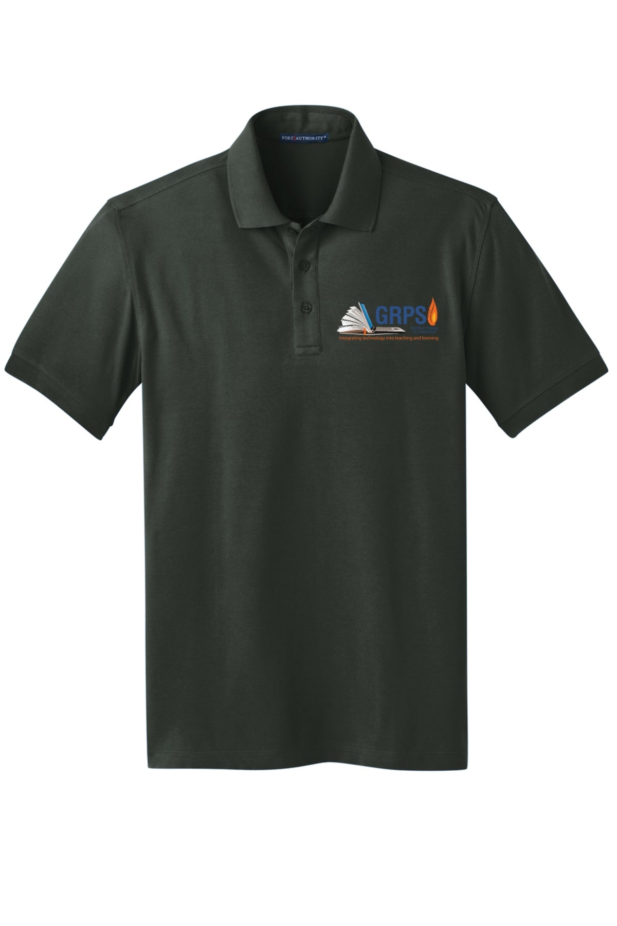 Instructional Technology MENS Stretch Pique Polo BLUE LOGO