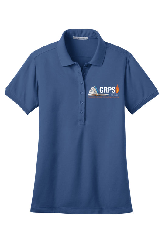 Instructional Technology Stretch Pique Polo LADIES WHITE LOGO