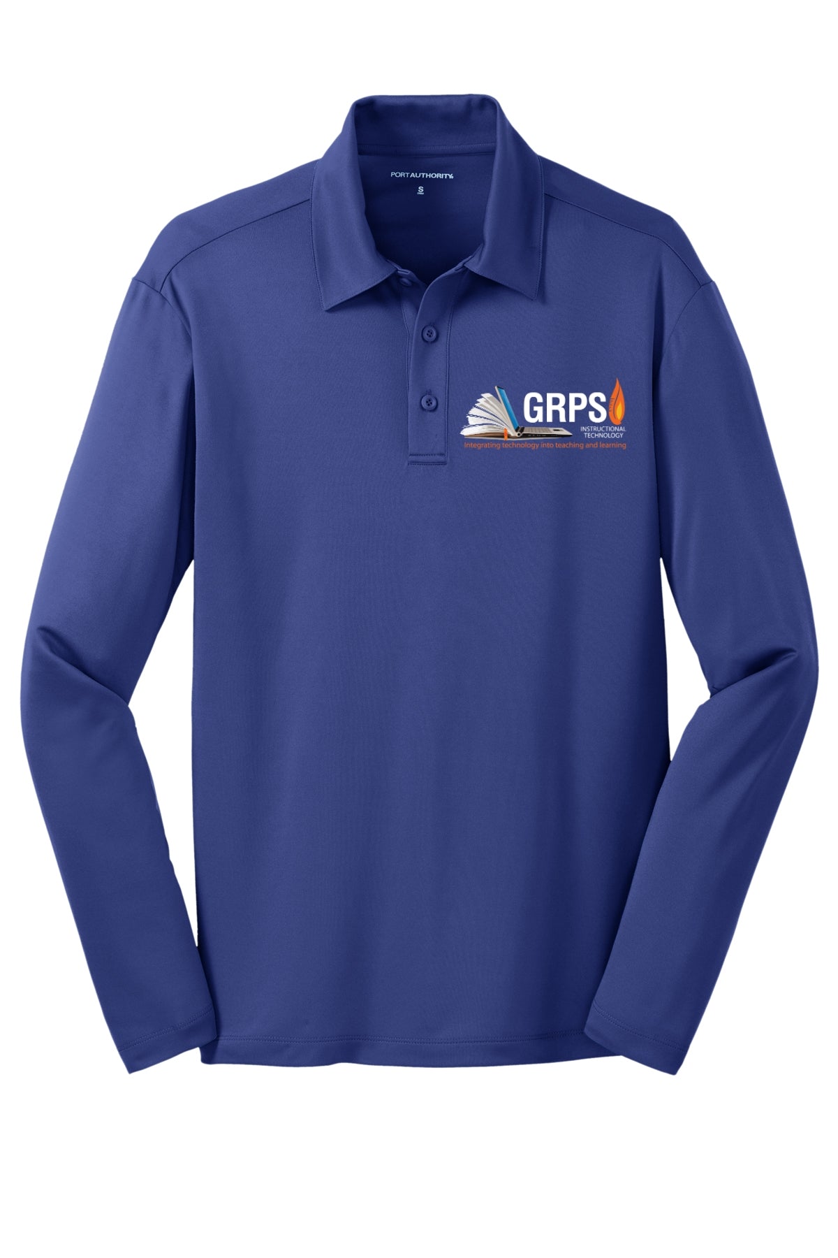 Instructional Technology Silk Touch™ Performance Long Sleeve Polo WHITE LOGO