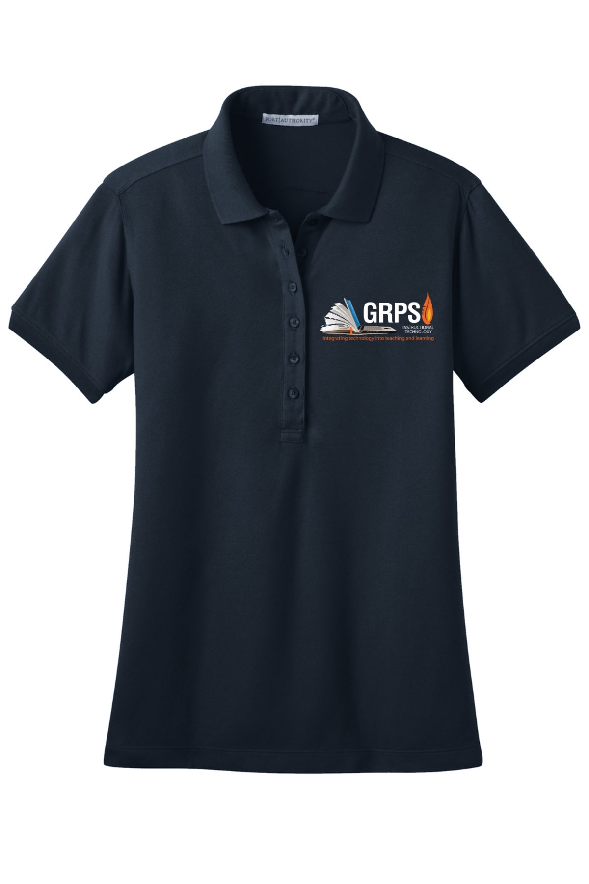 Instructional Technology Stretch Pique Polo LADIES WHITE LOGO