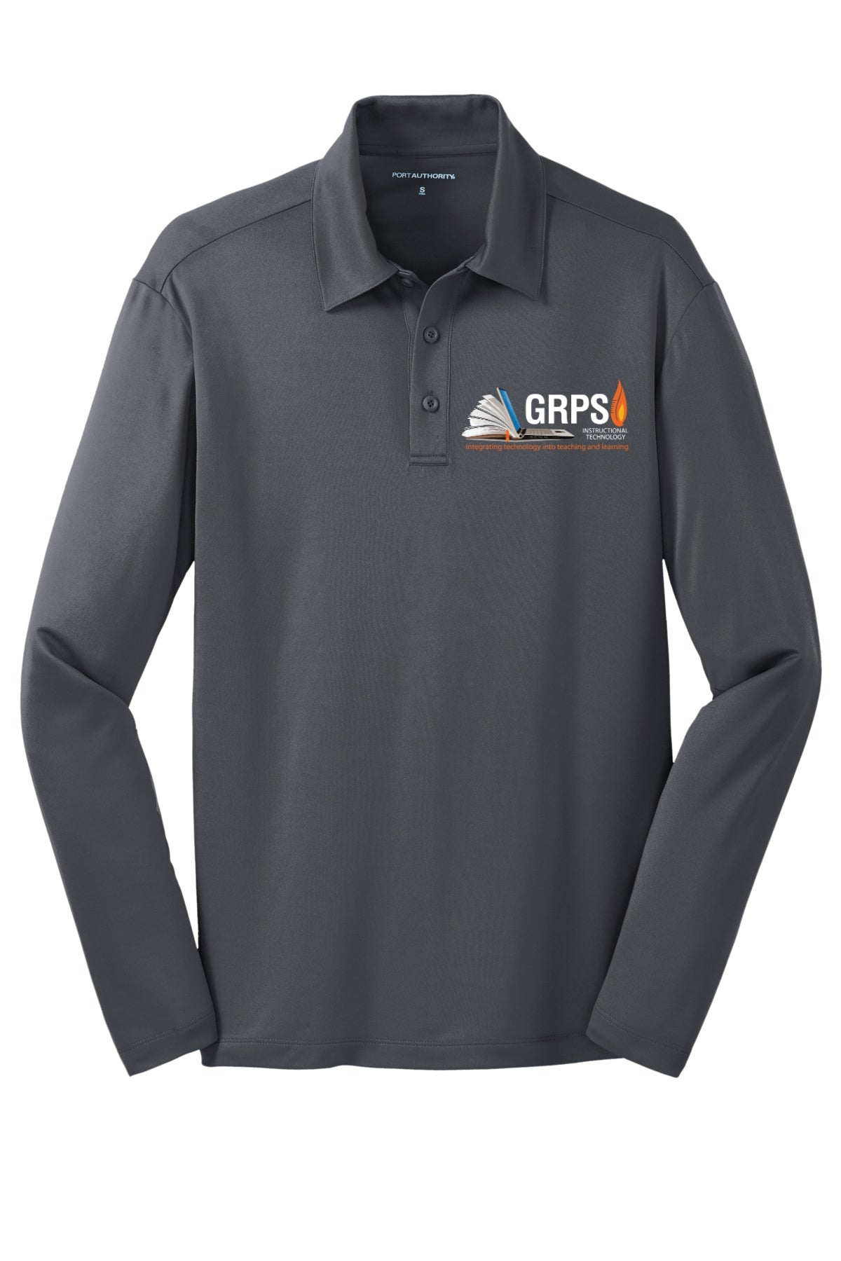 Instructional Technology Silk Touch™ Performance Long Sleeve Polo WHITE LOGO