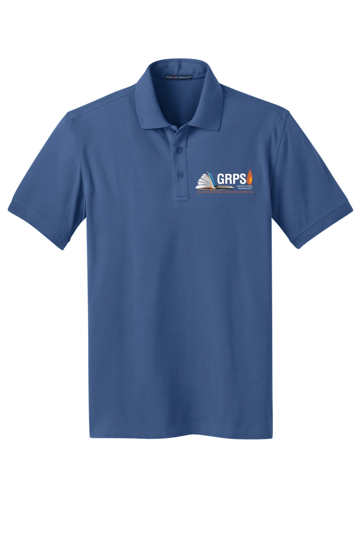 Instructional Technology MENS Stretch Pique Polo WHITE LOGO